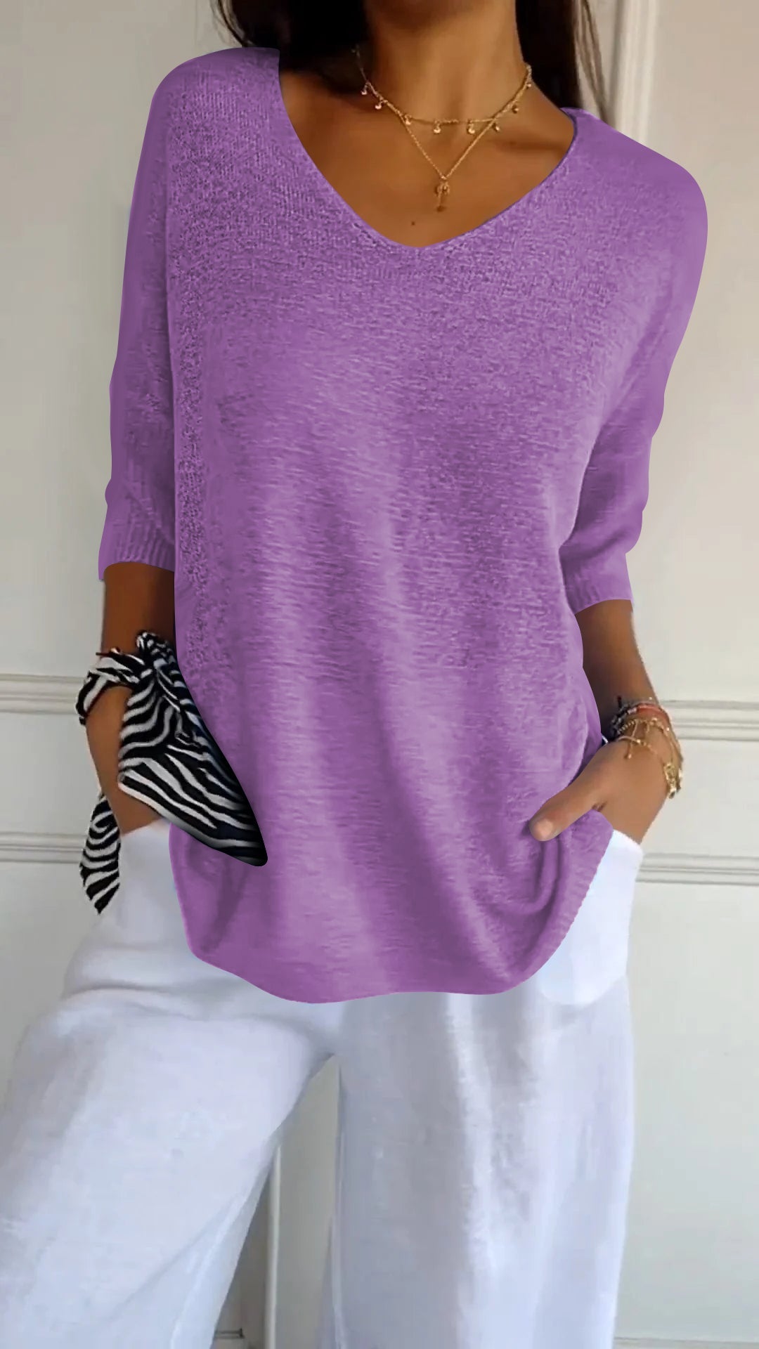 Alina | Soft Knit V-Neck Top