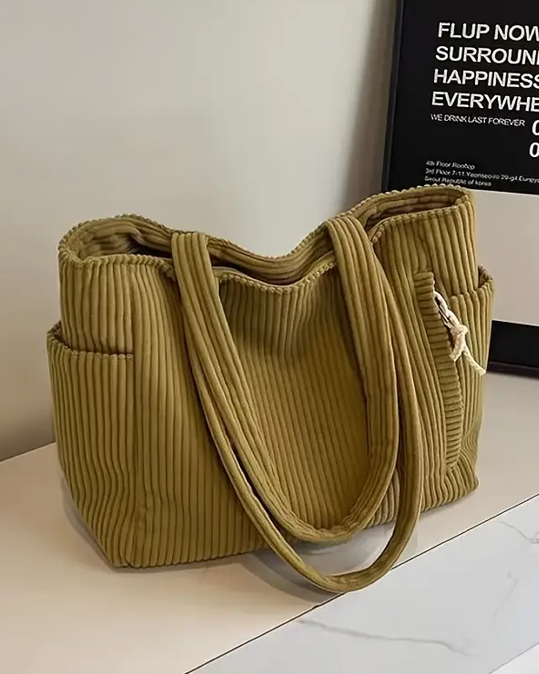 Tilda | Ribbed Tote Bag with Cord Accent