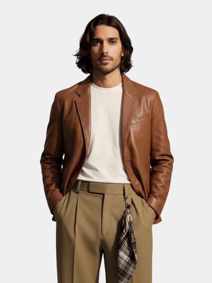 Bold Caramel Leather Jacket