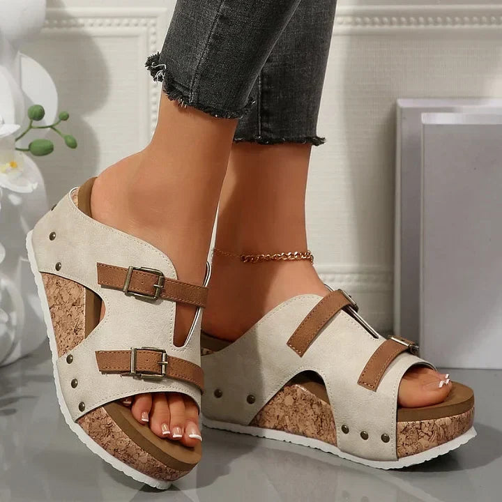 Macy | Comfort+ Buckle Wedges Sandals