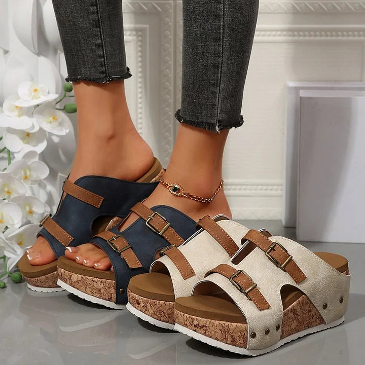 Macy | Comfort+ Buckle Wedges Sandals