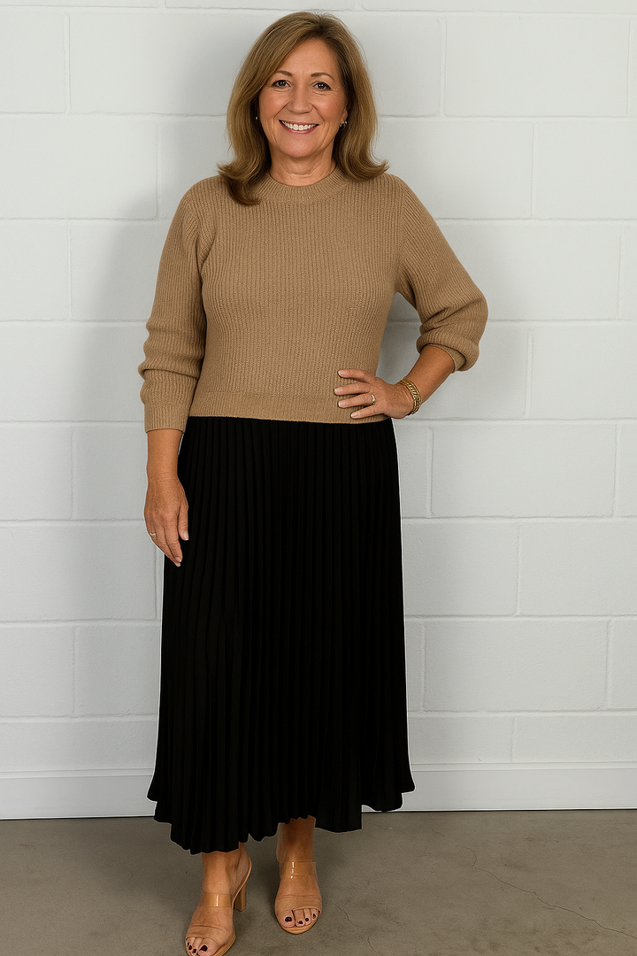 Harlow | Sweater & Pleated Skirt Maxi Dress