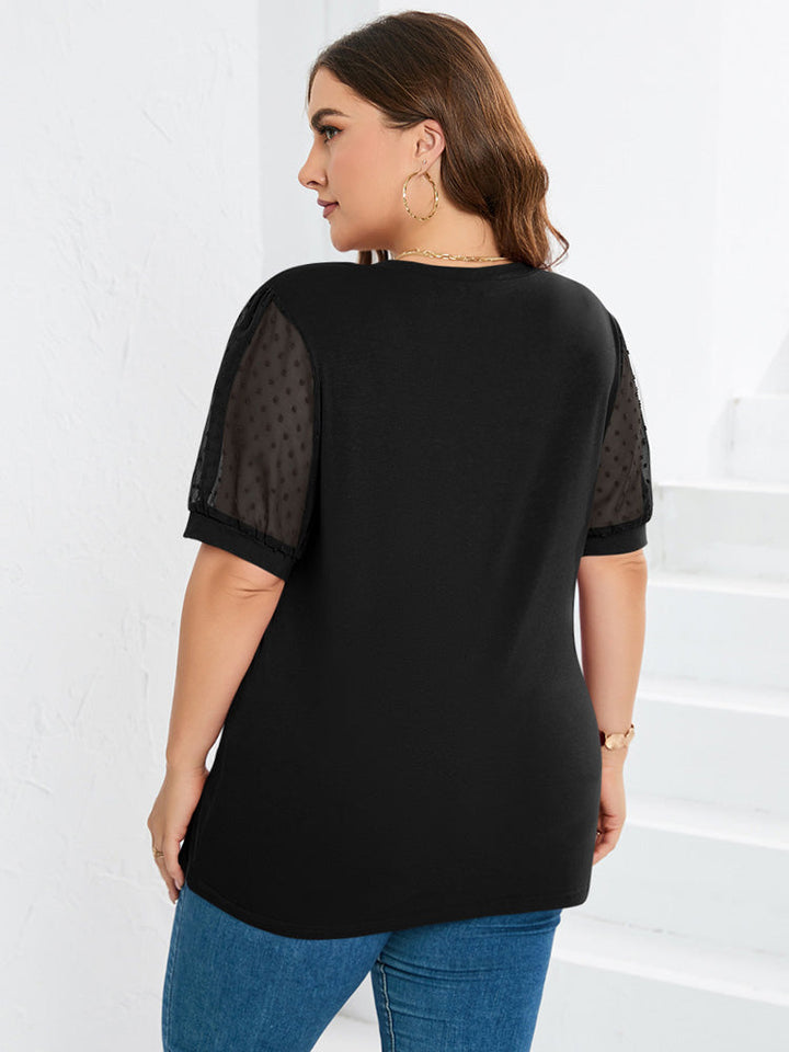 Linda | Sheer Sleeve V-Neck Top