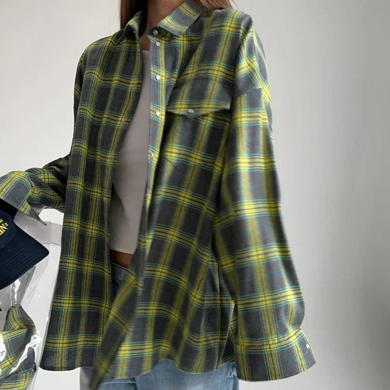 1+1 FREE | Ava - Oversized Plaid Shirt