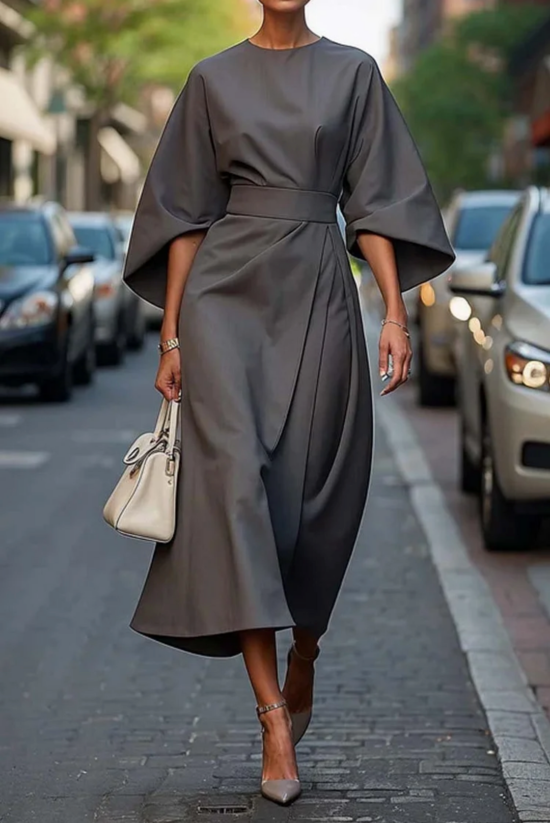 April | Elegant Batwing Wrap Dress