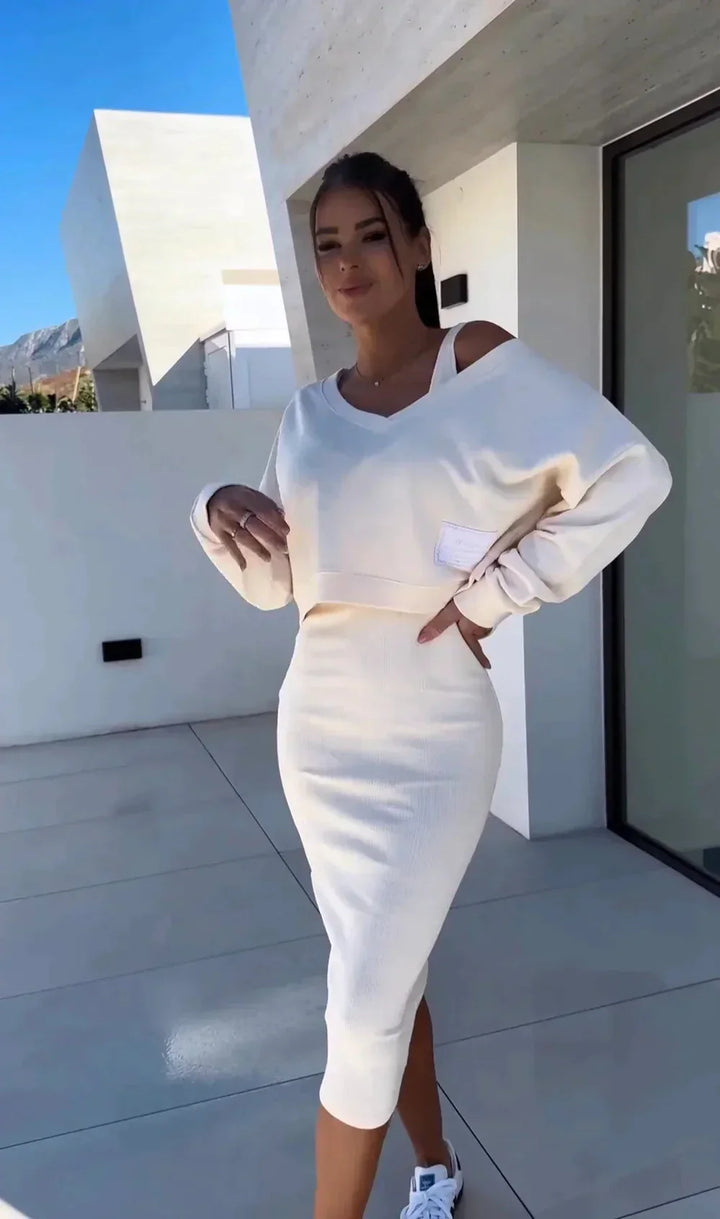 Tara | Two-piece Set with Top and Midi Skirt