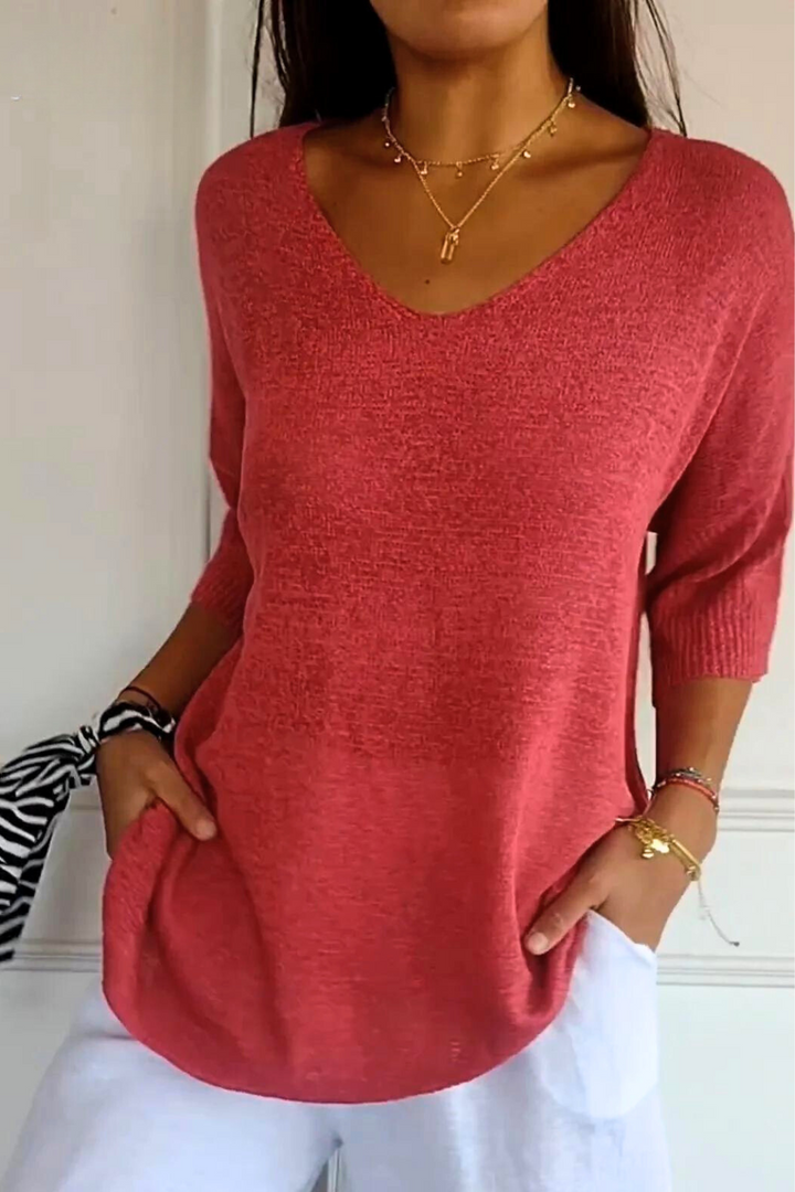 Alina | Soft Knit V-Neck Top