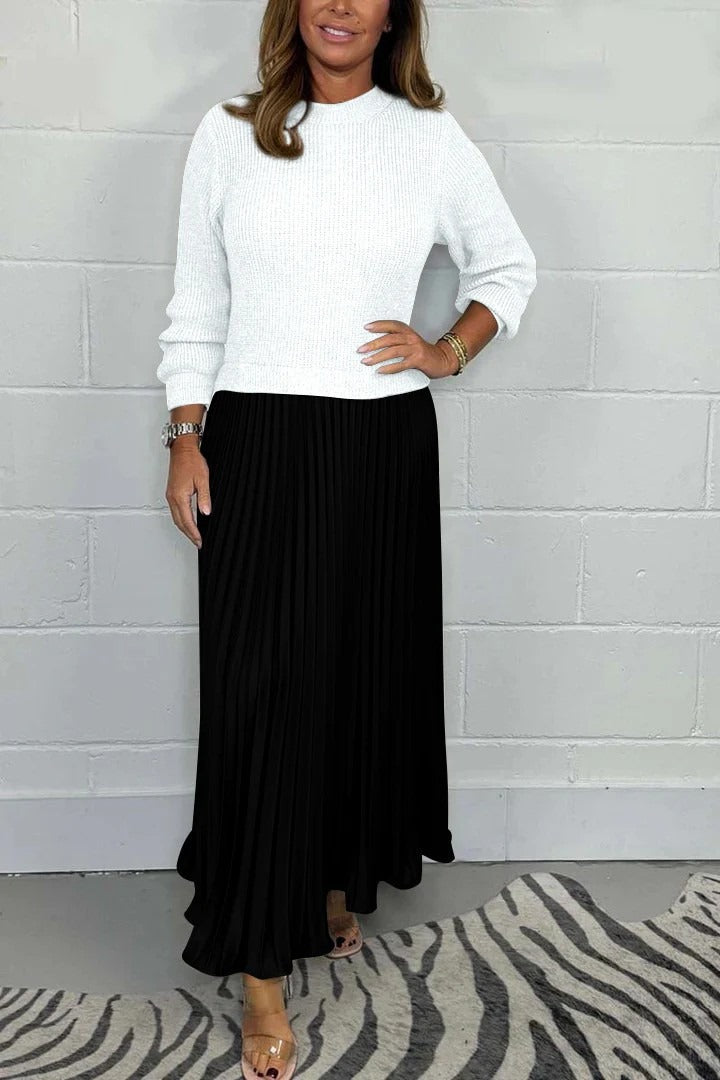 Harlow | Sweater & Pleated Skirt Maxi Dress