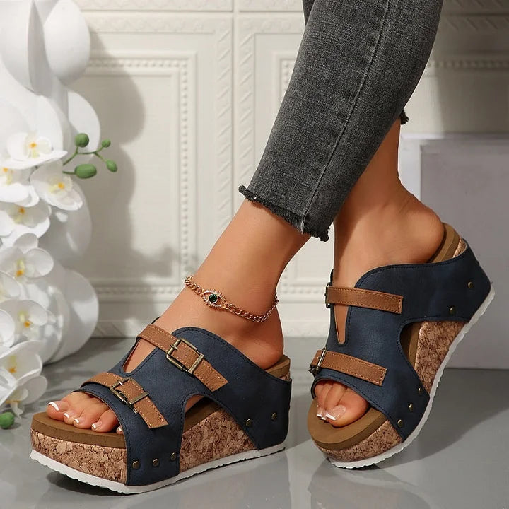 Macy | Comfort+ Buckle Wedges Sandals