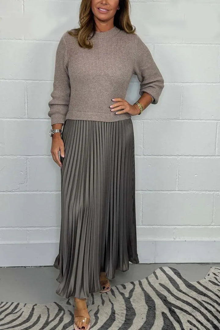 Harlow | Sweater & Pleated Skirt Maxi Dress